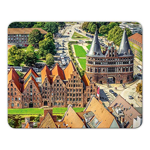 Addies Mousepad 'Lübeck' schönes Mauspad Motiv mit Kautschuk Untermaterial, 24x19cm MP02 von Geist und Geschenk