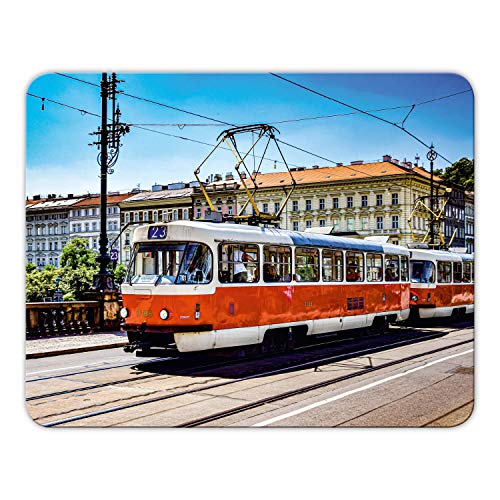 Addies Mousepad 'Straßenbahn' schönes Mauspad Motiv in feiner Cellophan Geschenk-Verpackung mit Kautschuk Untermaterial, 24x19cm - MP08 von Geist und Geschenk