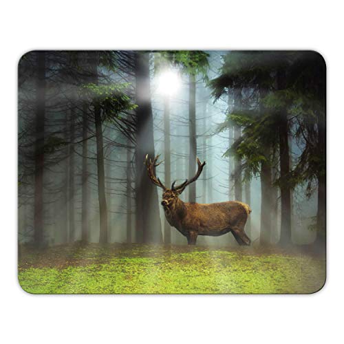 Geist und Geschenk Mousepad 'Hirsch auf Waldlichtung' 24 x 19 cm, Hochwertiger Digitaldruck auf 3mm Kautschuk, Klarsichtfolie Geist und Geschenk Mousepad 'Hirsch auf Waldlichtung' 24 x 19 cm, Hochwertiger Digitaldruck auf 3mm Kautschuk, Klarsichtfolie von Geist und Geschenk