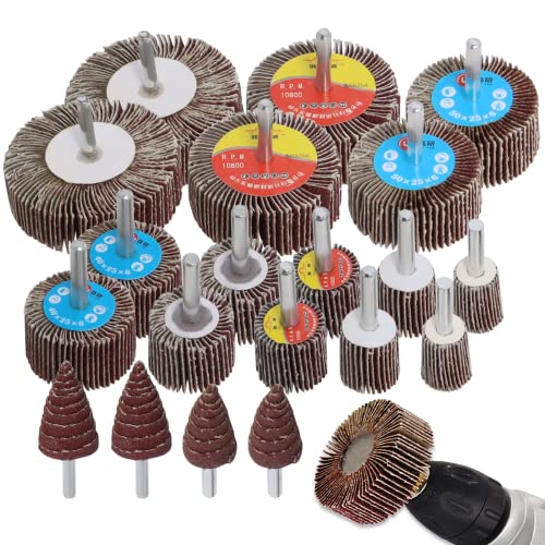 Fächerschleifer Set 80 Körnung Lamellenschleifer Schleifaufsatz - 20 Stück, 6MM Stift Korn 8 verschiedene Durchmesser 80/60/50/40/30/25/20/16MM für Bohrmaschine, Akkuschrauber, Geradschleifer Fächerschleifer Set 80 Körnung Lamellenschleifer Schleifaufsatz - 20 Stück, 6MM Stift Korn 8 verschiedene Durchmesser 80/60/50/40/30/25/20/16MM für Bohrmaschine, Akkuschrauber, Geradschleifer von Gekufa