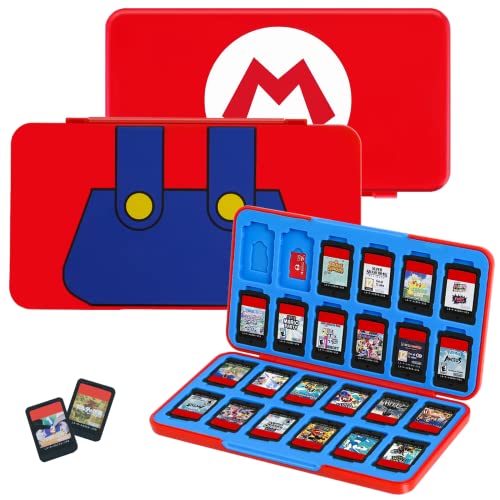 Switch spiele aufbewahrung für Nintendo Switch Game Cards oder Micro SD Speicherkarten, kompatibel mit Nintendo Switch OLED/Switch/Switch Lite, Silikon-Aufbewahrungsbox mit 24 Steckplätzen, Mario Red Switch spiele aufbewahrung für Nintendo Switch Game Cards oder Micro SD Speicherkarten, kompatibel mit Nintendo Switch OLED/Switch/Switch Lite, Silikon-Aufbewahrungsbox mit 24 Steckplätzen, Mario Red von Gekufa
