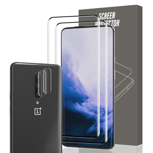 Gelaasso Schutzfolie für OnePlus 7 Pro, für Panzerglas Schutzglas 2 Stück und Kameraschutz Panzerfolie 2 Stück, 9H Härte Anti-Kratzen Folie, HD Klar Displayschutz Gehärtete Glas von Gelaasso