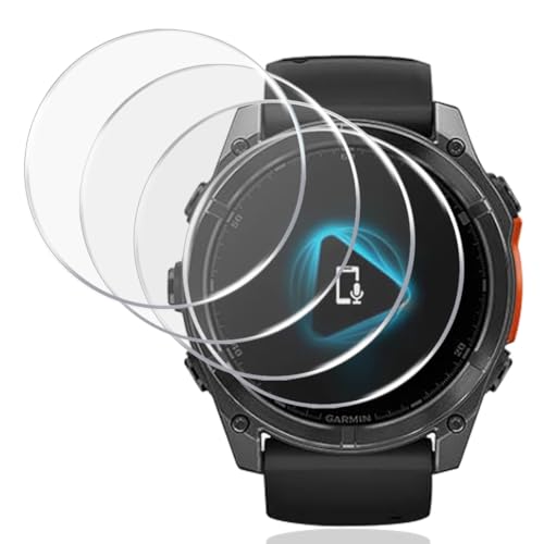Gelaasso 4 Stück Schutzfolie Kompatibel mit Garmin Fenix 8 51mm Panzer Schutz Glas, 9H Härte Kratzfest Folie, HD Displayschutz, Ultra-klar Panzerfolie für Garmin Fenix 8 51mm von Gelaasso