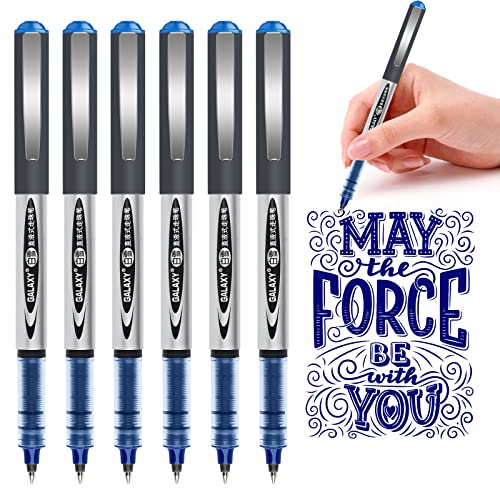 Gelanty Tintenroller Stifte, 6 Stück Blau Gelstifte Gelschreiber, 0,5mm Gel Kugelschreiber für Schreiben, Journaling, Notizbuch, Bürobedarf für Schule und Geschäft & Skizzieren von Gelanty