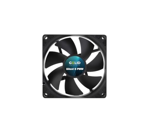 Gelid Solutions Silent 9 PWM Black | 92mm Lüfter | Leiser Betrieb | Optimierte Lüfterflügel | Hoher Luftstrom | 4-Pin-Anschluss | RPM 1500 | 92x92x25mm | Schwarz von Gelid Solutions