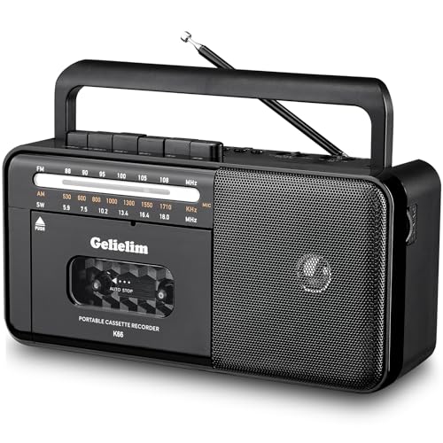Gelielim Kassettenspieler Bluetooth Boombox mit Radio AM/FM/SW, Kassettenspieler Recorder mit 8W Lautsprecher und Kopfhöreranschluss, unterstützt USB/TF-Karte, tragbarer Radio-Kassettenspieler Gelielim Kassettenspieler Bluetooth Boombox mit Radio AM/FM/SW, Kassettenspieler Recorder mit 8W Lautsprecher und Kopfhöreranschluss, unterstützt USB/TF-Karte, tragbarer Radio-Kassettenspieler von Gelielim