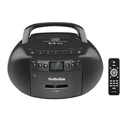 Gelielim Tragbarer CD- und Kassettenspieler Boombox-Kombination, Kassettenband-Recorder mit Fernbedienung, AM-FM-Radio, 5.1 V Bluetooth-Lautsprecher, batteriebetrieben oder AC-betrieben für Zuhause Gelielim Tragbarer CD- und Kassettenspieler Boombox-Kombination, Kassettenband-Recorder mit Fernbedienung, AM-FM-Radio, 5.1 V Bluetooth-Lautsprecher, batteriebetrieben oder AC-betrieben für Zuhause von Gelielim