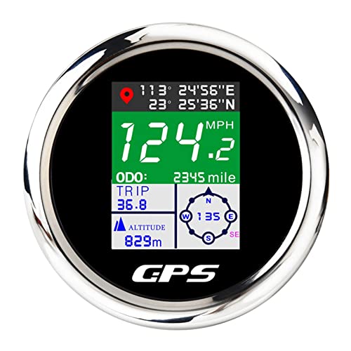 Geloo 85mm TFT Bildschirm Digital GPS Geschwindigkeitsmesser Wasserdicht Einstellbar MPH Knoten Km/h Mit GPS Antenne für Boot Auto Motorrad Kilometerzähler von Geloo