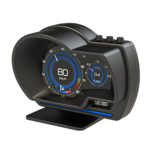 Geloo Head Up Display, Universal Auto HUD OBD + GPS Head-up-Display 2-Systeme Smart Gauge mit Einstellbarer Halterung Alarmleuchte Fehlercode Löschen Tachometer von Geloo