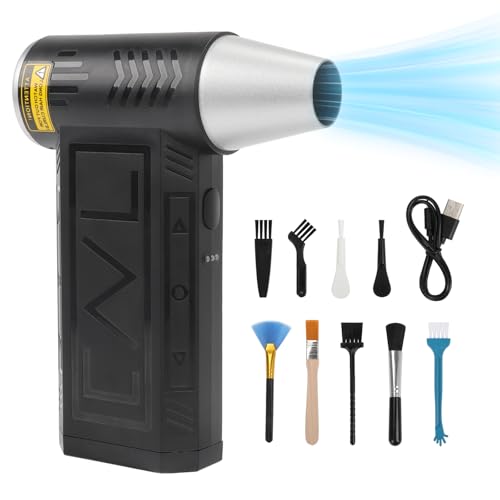 Elektrische Staubgebläse,100000 RPM 3-Gang Einstellbare Air Duster Druckluftspray Tastatur Reinigungsset,Auto Zubehör Druckluft Kompressor für PC, Elektronik, Sofa, Auto von GeluEla