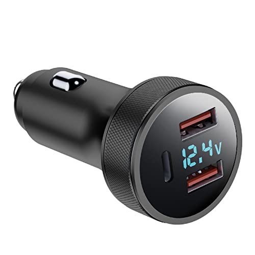 72W USB C Auto Ladegerät-Zigarettenanzünder USB C Adapter Dual QC 3.0+36W PD USB-KFZ Ladegerät USB C mit LED Voltmeter-Schnellladung für mit iPhone 14/13/12/11 iPad Samsung Huawei Xiaomi von GemCoo