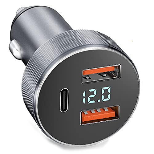 72W USB C Auto Ladegerät-Zigarettenanzünder USB C Adapter Dual QC 3.0+36W PD USB-KFZ Ladegerät USB C mit LED Voltmeter-Schnellladung für mit iPhone 14/13/12/11 iPad Samsung Huawei Xiaomi von GemCoo