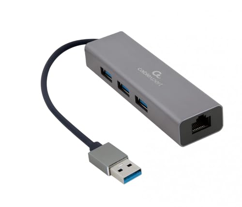 Adapter für Red Gembird A-AMU3-LAN-01 USB AM GIGABIT Con HUB USB 3.0 3 PUERTOS von Gembird