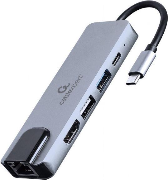 Gembird A-CM-COMBO5-04 USB Type-C 5-in-1 Multiport-Adapter (Hub + HDMI + PD + LAN) (A-CM-COMBO5-04) von Gembird