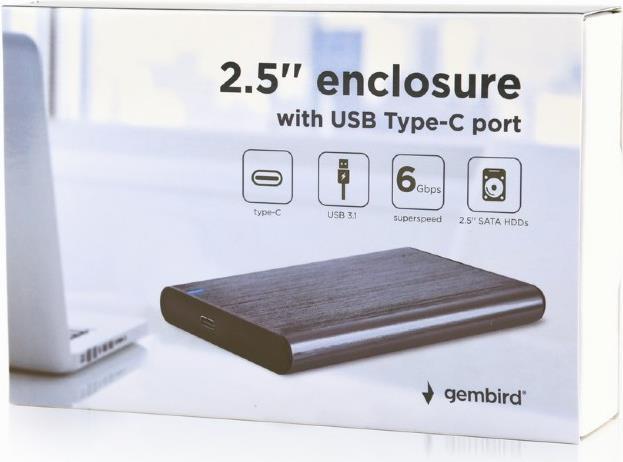 Gembird EE2-U3S-6-GR Speicherlaufwerksgehäuse HDD / SSD-Gehäuse Aluminium 2.5  (EE2-U3S-6-GR) von Gembird