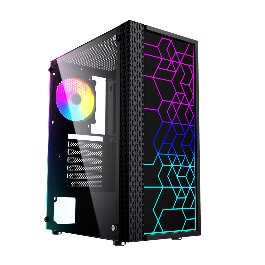 Gembird Fornax 2500 ARGB Gaming ATX-Computergehäuse, Midi Tower, Hintergrundbeleuchtung, Schwarz (CCC-FC-2500) von Gembird