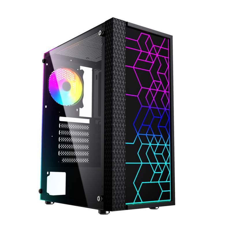 Gembird Fornax 2500 ARGB Gaming ATX-Computergehäuse, Midi Tower, Hintergrundbeleuchtung, Schwarz (CCC-FC-2500) von Gembird