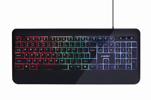 Gembird Multimedia-Tastatur mit Hintergrundbeleuchtung Rainbow, Schwarz, US-amerikanisches Design von Gembird