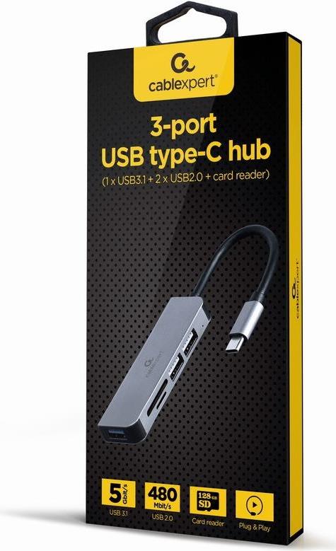 Gembird UHB-CM-CRU3P1U2P2-01 Notebook-Dockingstation & Portreplikator Kabelgebunden USB 3.2 Gen 1 (3.1 Gen 1) Type-A Silber (UHB-CM-CRU3P1U2P2-01) von Gembird