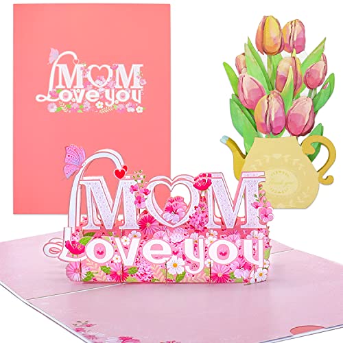 Muttertagskarte,Mothers Day Card,Geburtstagskarte Mama Special Day,3D Pop Up Blumenstrauß Karte,Geburtstagskarte Frau,Geburtstagskarten mit Umschlag und Tulipestrauß,Geschenk für Mama von Gemi