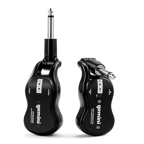 Gemini Sound Pro Audio GMU-G100 UHF Wireless Gitarre Amp Line Zubehör System, Transmitter/Empfänger für E-Akustikgitarrenverstärker/Kabelloser Anschluss an PA-Lautsprecher Kit von Gemini Sound