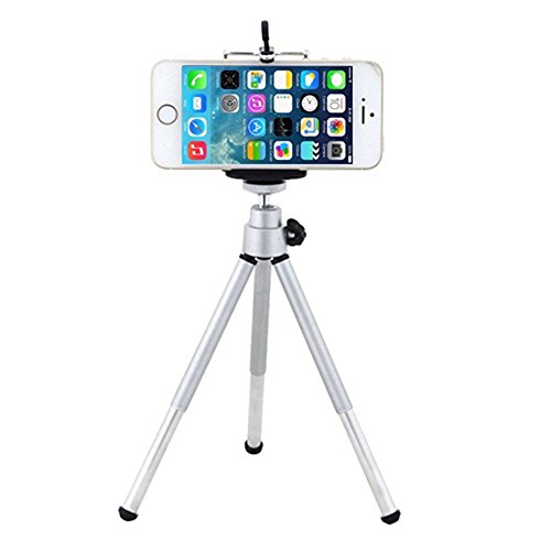 Gemini _ Mall® Mini 360 ° verstellbares Stativ Ständer Halterung + Handy Halterung Für iPhone 6 7 6S Plus 5S 5C 5 4S 4 iPod Touch 4 Samsung Galaxy S6/S5/S4/S3 HTC, silber, Einheitsgröße von Gemini_mall