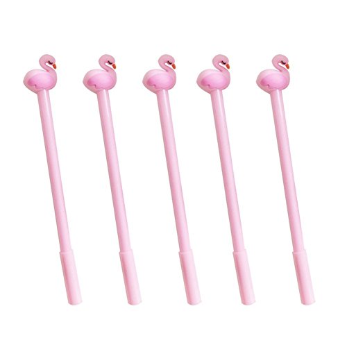 Gemini_mall® Flamingo-Kugelschreiber aus Kunststoff, 0,5 mm, feine Spitze, schwarze Tinte, Geburtstagsgeschenk (Pink) von Gemini_mall