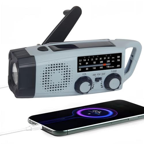 Notfall Radio, 2000mAh Akku Kurbelradio Solar Ladegerät Power Bank USB AM/FM-Radio mit SOS-Alarm Taschenlampe, 3-Wege-Laden Emergency Radios, Innen Außen Camping Klein Taschenradio Notfall Radio, 2000mAh Akku Kurbelradio Solar Ladegerät Power Bank USB AM/FM-Radio mit SOS-Alarm Taschenlampe, 3-Wege-Laden Emergency Radios, Innen Außen Camping Klein Taschenradio von Gemmac