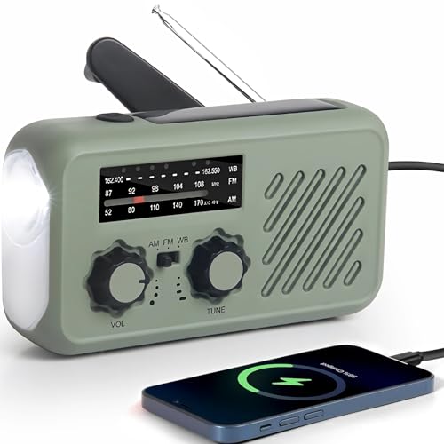 Notfall Radio, 3-Wege-Laden Emergency Radios, 2000mAh Akku Kurbelradio Solar Ladegerät Power Bank USB AM/FM-Radio mit SOS-Alarm Kopfhöreranschluss Taschenlampe, Innen Außen Camping Klein Taschenradio Notfall Radio, 3-Wege-Laden Emergency Radios, 2000mAh Akku Kurbelradio Solar Ladegerät Power Bank USB AM/FM-Radio mit SOS-Alarm Kopfhöreranschluss Taschenlampe, Innen Außen Camping Klein Taschenradio von Gemmac