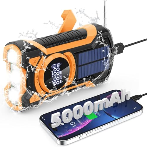 Notfall Radio mit Handkurbel, 5000mAh Batterie Kurbelradio mit Bluetooth-Lautsprecher, Solar Ladegerät Power Bank USB AM/FM-Radio mit SOS-Alarm Taschenlampe IPX5 Innen Außen Camping Emergency Radios Notfall Radio mit Handkurbel, 5000mAh Batterie Kurbelradio mit Bluetooth-Lautsprecher, Solar Ladegerät Power Bank USB AM/FM-Radio mit SOS-Alarm Taschenlampe IPX5 Innen Außen Camping Emergency Radios von Gemmac