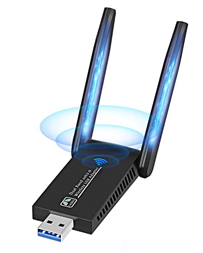 Gemokrt 1300 m 2 Antenne Chiavetta WiFi per PC Fisso, Dual Band 5 G/2.4 GHz Antenna WLAN, USB 3.0 Adattatore WiFi Alto Guadagno, per Mac, Windows von Gemokrt