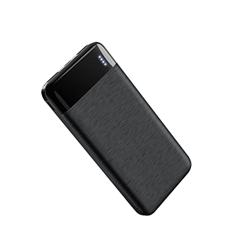 Gemoly Power Bank 10000mAh Dünn Klein Externer Akku 2.4A Handy Ladegerät Tragbares für iPhone Samsung Galaxy One Plus Xiaomi iPad Android mehr, Schwarz von Gemoly