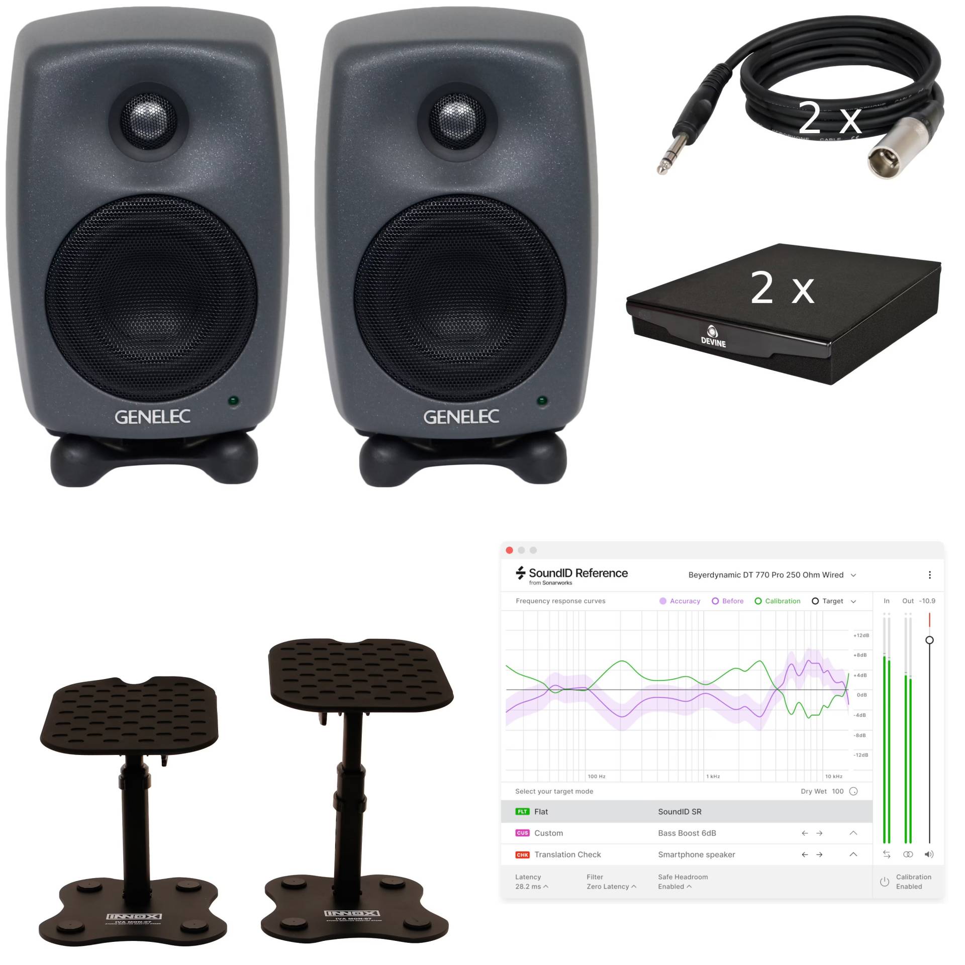 Genelec 8020D (2x) + Monitor Calibration, Stands, Pads and Cables von Genelec