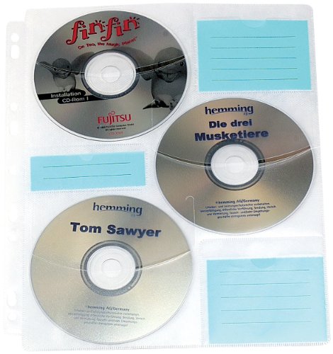 General Office CD Hüllen für Ordner: CD/DVD Ringbucheinlagen 2 x 3 für 60 CD/DVD (CD Hüllen Plastik zum Abheften, CD Ordnerhüllen, Klarsichthüllen) von General Office