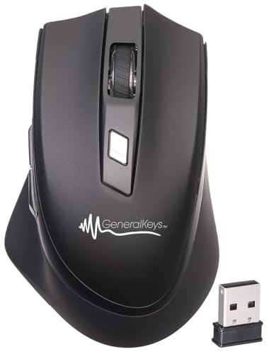 GeneralKeys Mouse: Optische Silent-Funk-Maus mit Akku, Nano-Receiver, bis 1.600 DPI (Funkmouse, geräuschlose Funkmäuse, optisches Kabel) von GeneralKeys