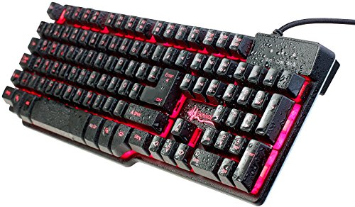 GeneralKeys Led Tastatur: Halbmechanische USB-Gaming-Tastatur, 7-farbig beleuchtet, wasserfest (wasserdichte Tastatur, Tastatur Mit Beleuchtung, Beleuchtete) von GeneralKeys
