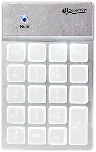 GeneralKeys Ziffernblock: Nummernblock mit Bluetooth, 19 beleuchteten Tasten, für Mac, PC & Co. (Ziffernblock Bluetooth, Keypad, Tablet Tastatur) von GeneralKeys