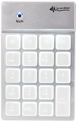 GeneralKeys Ziffernblock: Nummernblock mit Bluetooth, 19 beleuchteten Tasten, für Mac, PC & Co. (Keypad, Nummerblock, Mini Tastatur) von GeneralKeys