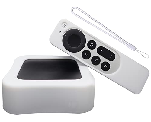 Silikon-Schutzhülle für Apple TV 4K und Siri Remote 2022 (1 Set), rutschfest, stoßfest, sturzsicher, mit Umhängeband, für Fernbedienung der 3. Generation, Weiß von Generic