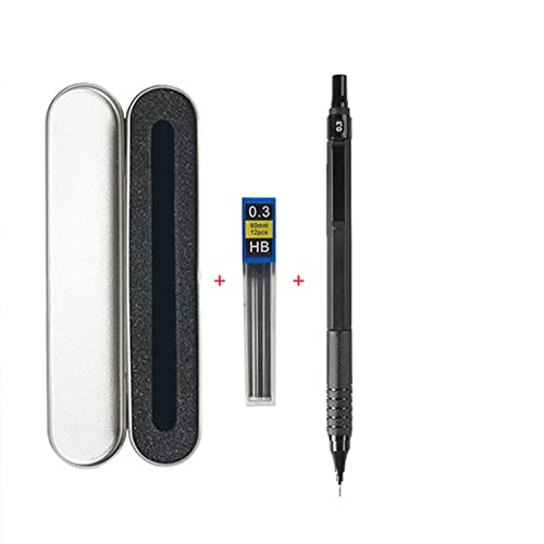 0,3 0,5 0,7 2,0 mm Kunst Zeichnen Automatische Bleistifte Niedriger Schwerpunkt Druckfeder Metall Druckbleistift mit Geschenkbox Set (1 schwarze 0,3 Geschenkbox) von Generic