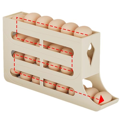1/2 Stück Kühlschrank-Eierhalter – 4-Lagige Platzsparende Kühlschrank-Eierablagen, Automatisch Rollender Eier-Organizer | Spenderhalter Für 30 Eier, Belüftete Design Automatischer Rollender Eierhalter von Generic