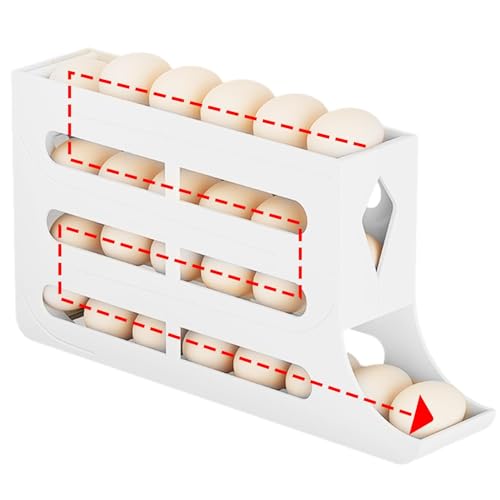 1/2 Stück Kühlschrank-Eierhalter – 4-Lagiger Platzsparender Eierspenderbehälter, Kühlschrank-Eier-Aufbewahrungsbehälter | Automatischer Rollender Eierspender, Herunterrollbares Eier-Organizer-Tablett von Generic