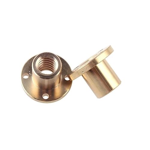 1 Stück T5 T6 T8 T10 T12 T16 T20 Trapezgewindemutter Steigung 1mm/2mm Flanschmessingmutter Lead 1/2/4/8/10/12/14mm Für CNC(T10 Pitch 2 Lead 2) von Generic