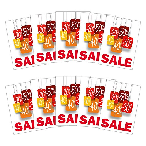 10 x Plakat"SALE mit Prozentwerten" DIN A1 (841x594mm Kundenstopperformat) von Generic