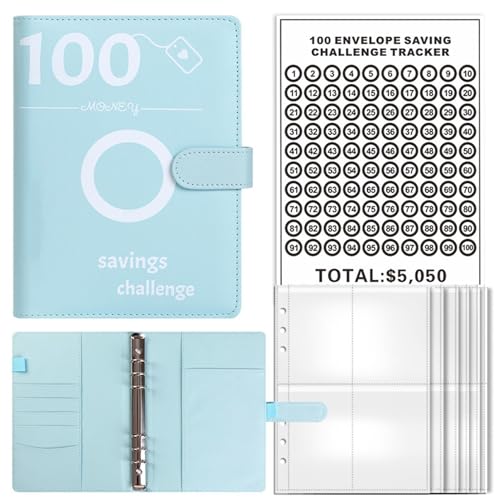 100 Briefumschläge Herausforderungsbinder, Sparen Herausforderung Binder, Umschlag Geld Sparen £5050 Herausforderung, Sparbuch Binder Easy Money Budgeting, Cash Binder mit Budget, Umschlag von Generic