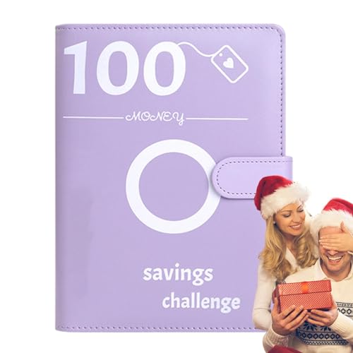 100 Envelope Saving Challenge, A5 Binder Notizbuch Set, Budget Planner, PU Leder Binder Geld Organizer Sparen, A5 Ringbuchordner für Finanzplaner Budget Sparen Mappe Cash Stuffing Startset von Generic