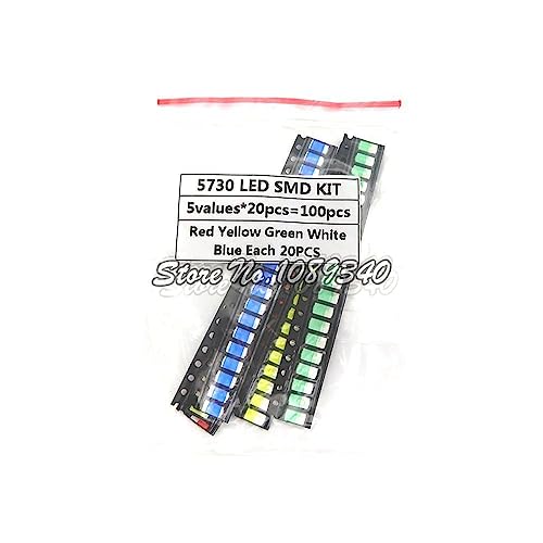 100 Stück = 5 Farben x 20 Stück SMD 5730 5630 LED-Dioden-Sortiment hjxrhgal KIT LED-Dioden-Kit Grün/ROT/Weiß/Blau/Gelb von Generic