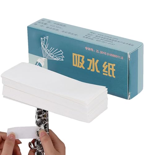 100 Stück Flöte absorbierendes Papier – wasserabsorbierendes Blasinstrumenten-Reinigungspapier | Praktische Mobilität, tragbare Saxophon-Reinigungswerkzeuge aus Holz für die von Generic