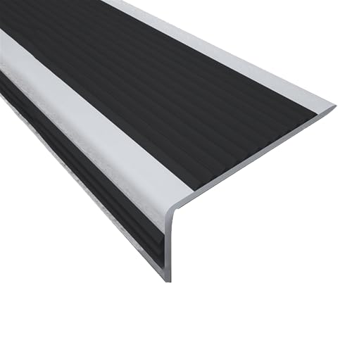 1000 cm Treppenkantenprofil, Selbstklebend PVC-Treppenkantenschutz, L-förmigeWinkelprofil Anti-rutsch Treppenkante für Holz, Vinyl und Fliesentreppen(Black,W5 x H2.5cm) von Generic