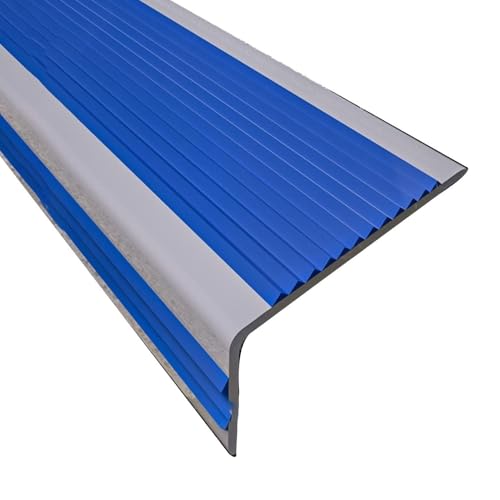 1000 cm Treppenkantenprofil, Selbstklebend PVC-Treppenkantenschutz, L-förmigeWinkelprofil Anti-rutsch Treppenkante für Holz, Vinyl und Fliesentreppen(Blau,W5 x H2.5cm) von Generic